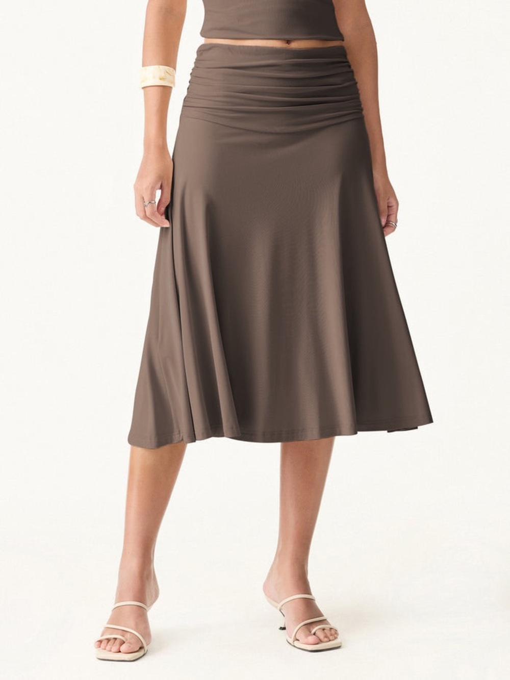 Iced-Mocha Eco-SkinKiss
Flowy Side Ruched A-line Midi Skirt - Picture 5 of 15